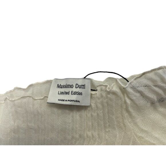 Massimo Dutti Womens Top Small S Ecru Textured wool silk Blouse 5100/555 NWOT - Picture 5 of 11